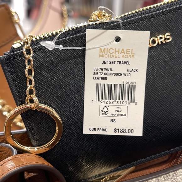 MICHAEL KORS SMALL TOP ZIP COINPOUCH WITH ID CARD CASE WALLET 
COLOR: BLACK 
NWT - Picture 14 of 16